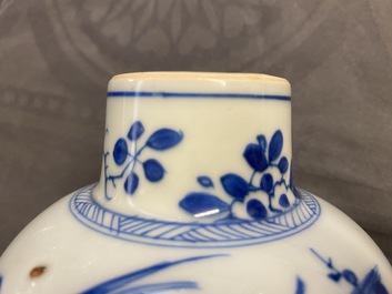 A Chinese blue and white five-piece garniture, Kangxi